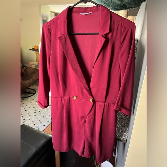 Burgundy Blazer Romper - Picture 3 of 7